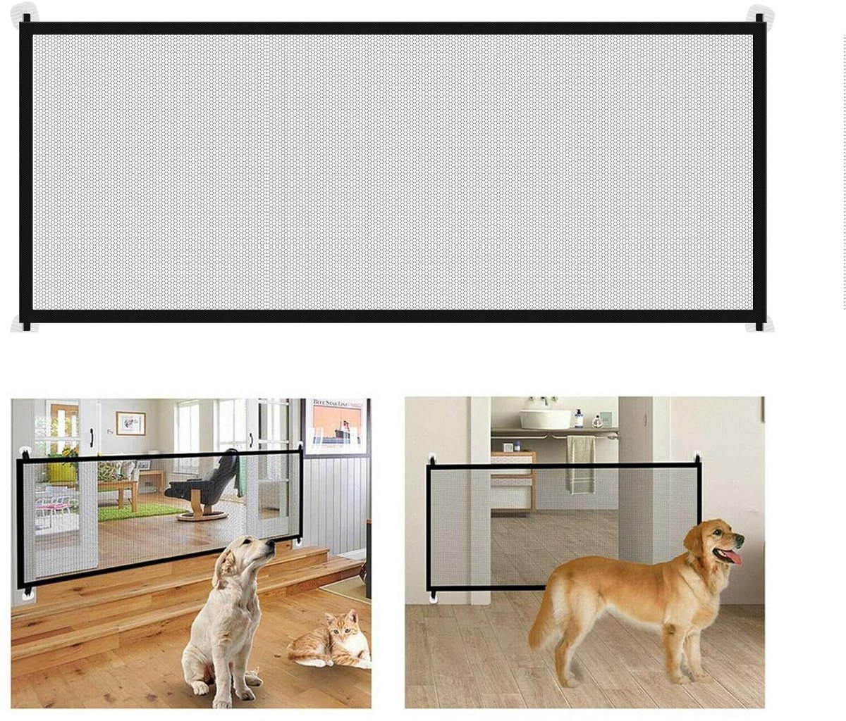 Dailygoods - Opvouwbare Hondenhekje voor Binnen - 180 x 72 cm, Zwart