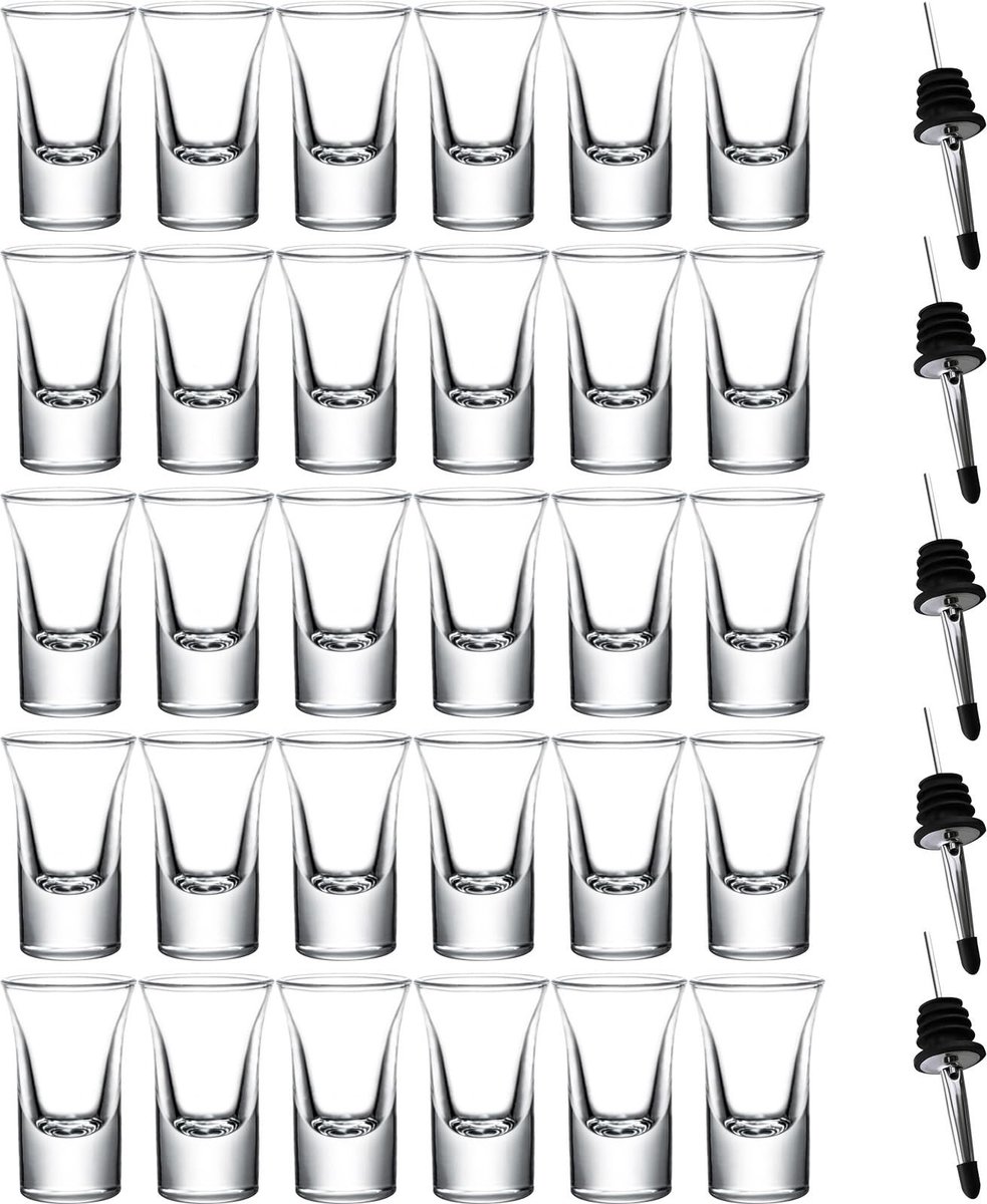 Dailygoods - Set van 30 Shotglazen met 5 Waterkanen - Transparante Glazen voor Dranken