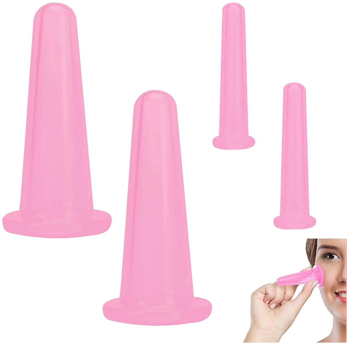 Dailygoods - 4 Stuks Cupping Glazen - Siliconen Anti-Cellulitis Massageset voor Gezicht en Lichaam