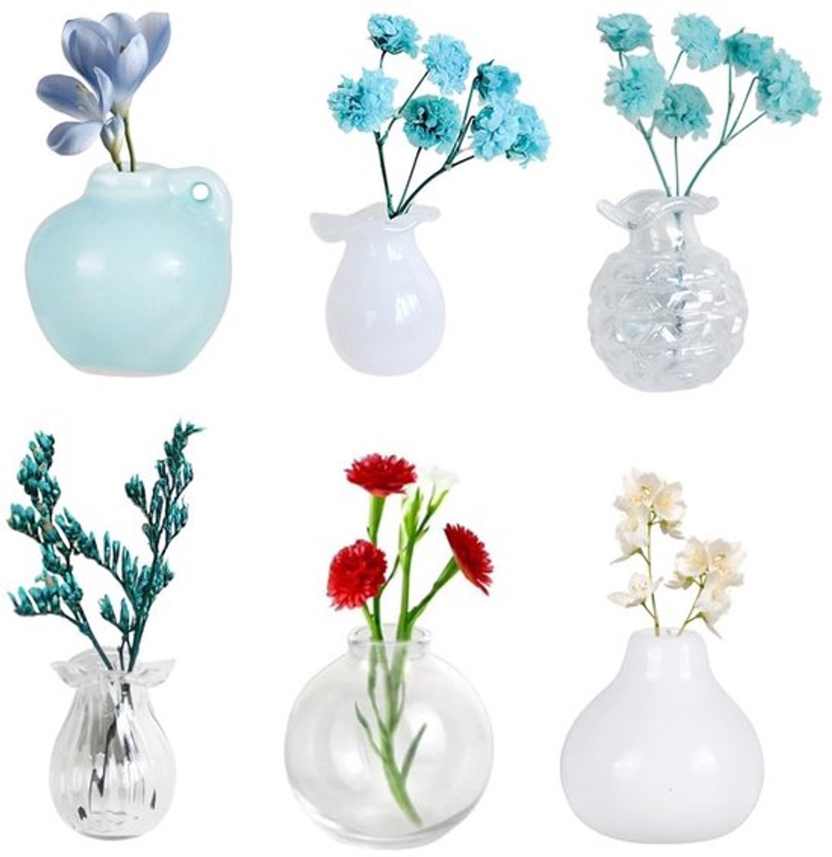 Koelkastmagneet 5/6 Stuks - 3D Keramische Magneten - Mini Bloempot Decoratie - Sterke Hechting - Elegant en Stevig Design