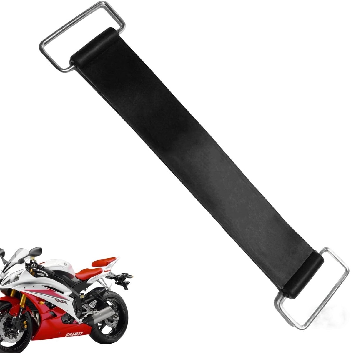 Dailygoods- Batterijband - Rubberen Houder - Elastische Riem - Vaste Beugel - 175 x 25 mm - Hoogwaardig Materiaal - Zwart - Batterijhouder