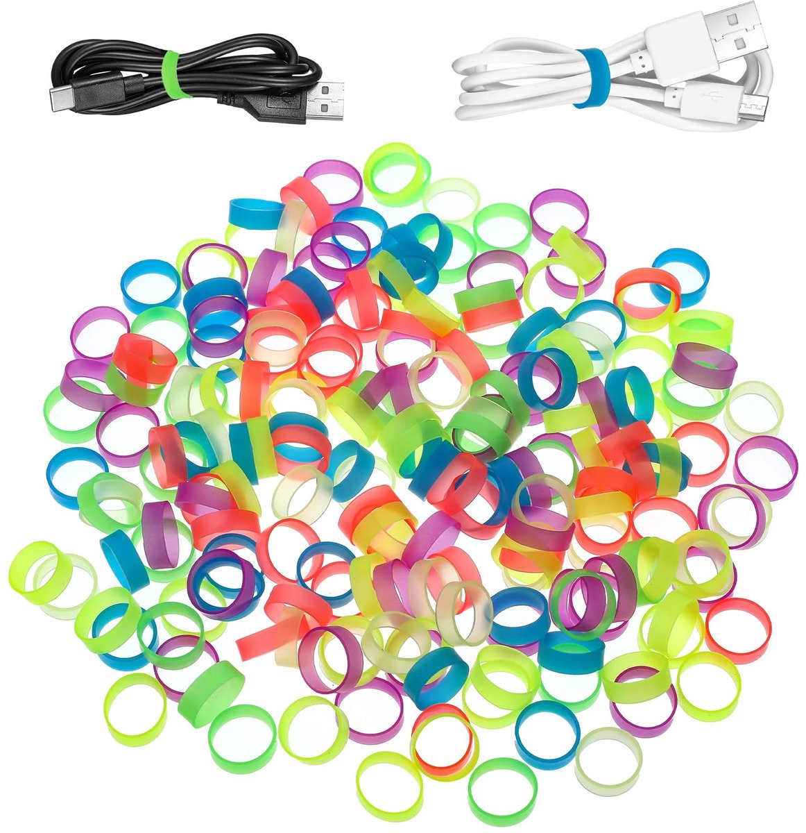Dailygoods - 200 Stuks Siliconen Elastiekjes - Herbruikbare Rubberen Ringen voor Thuis en Kantoor