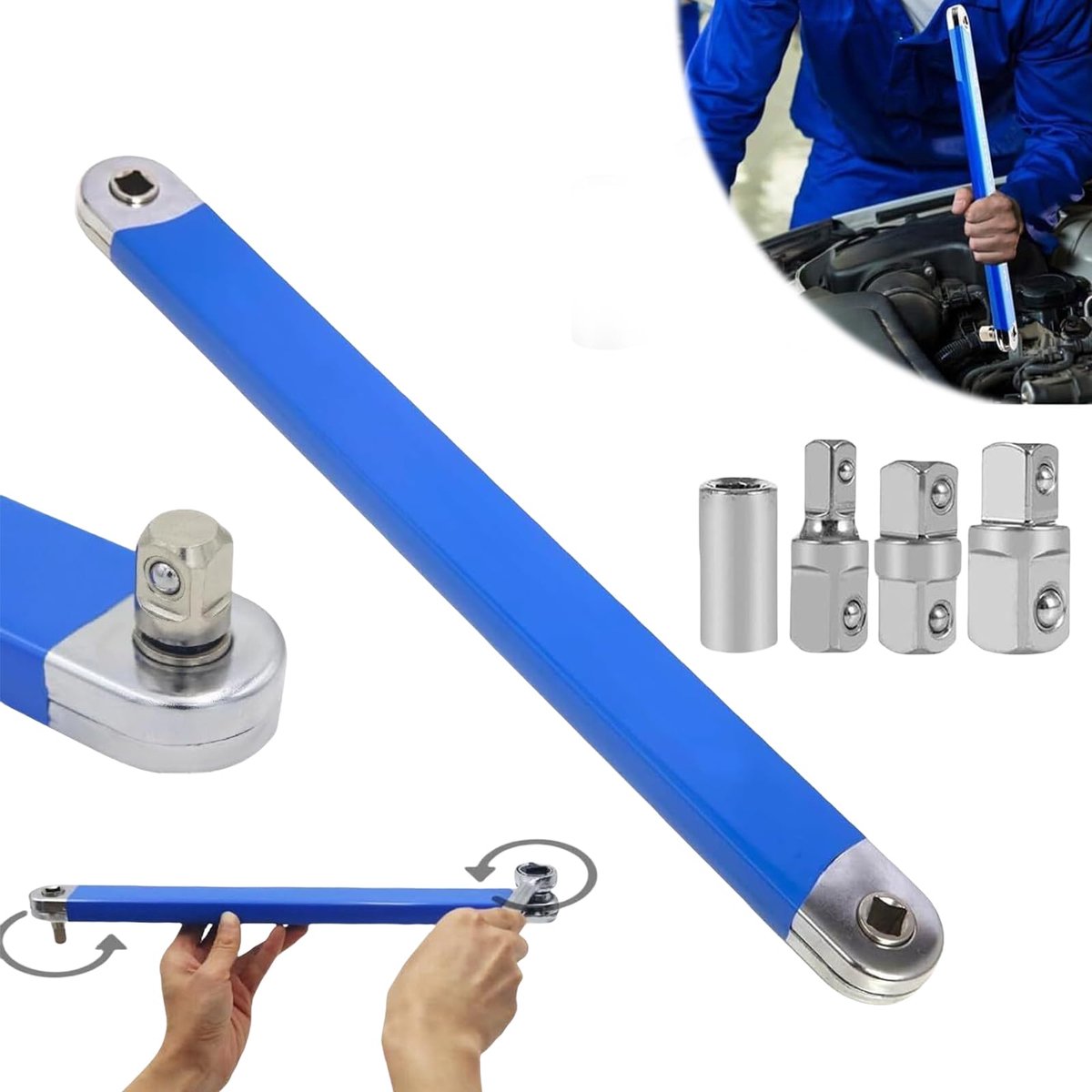 Dailygoods- Verlengsleutel 39 cm - 1/2 Inch/1/4 Inch/3/8 Inch Aandrijvingsadapter - Multifunctioneel - Auto/Huisreparatie - Hoogwaardig Materiaal - Steeksleutel
