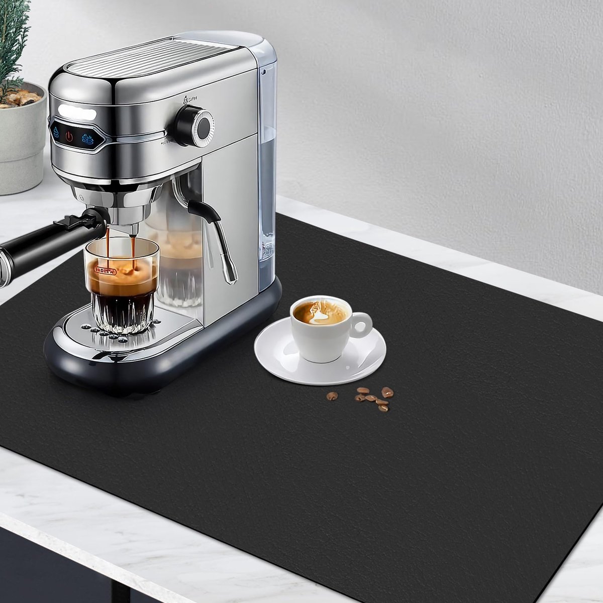Dailygoods - Afdruipmat voor servies en koffiezetapparaat - 60 x 40 cm, zwart, sneldrogend