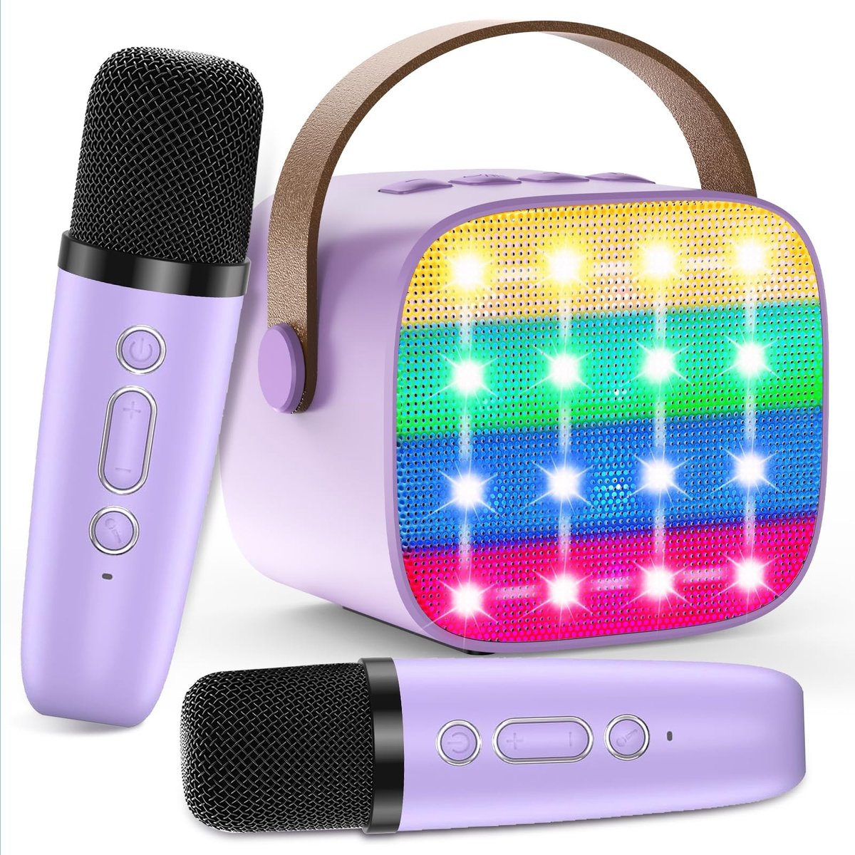 Dailygoods - Karaoke Machine voor Kinderen en Volwassenen - Mini Draagbare Bluetooth Speaker met 2 Draadloze Microfoons