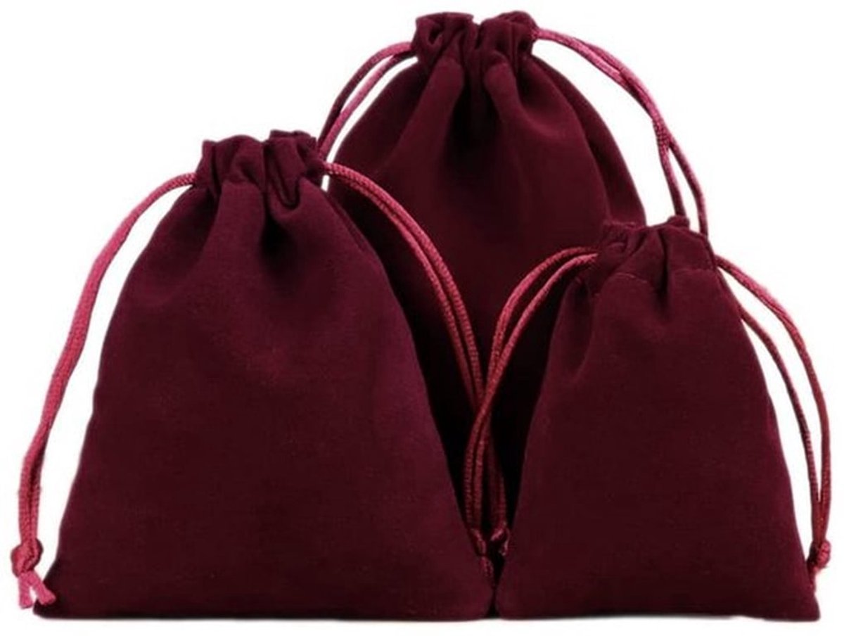 - fluwelen sieradenzakjes - geschenkzakjes - ideaal voor bruiloften - wijnrood - trekkoord - perfect voor sieraden - 24 stuks