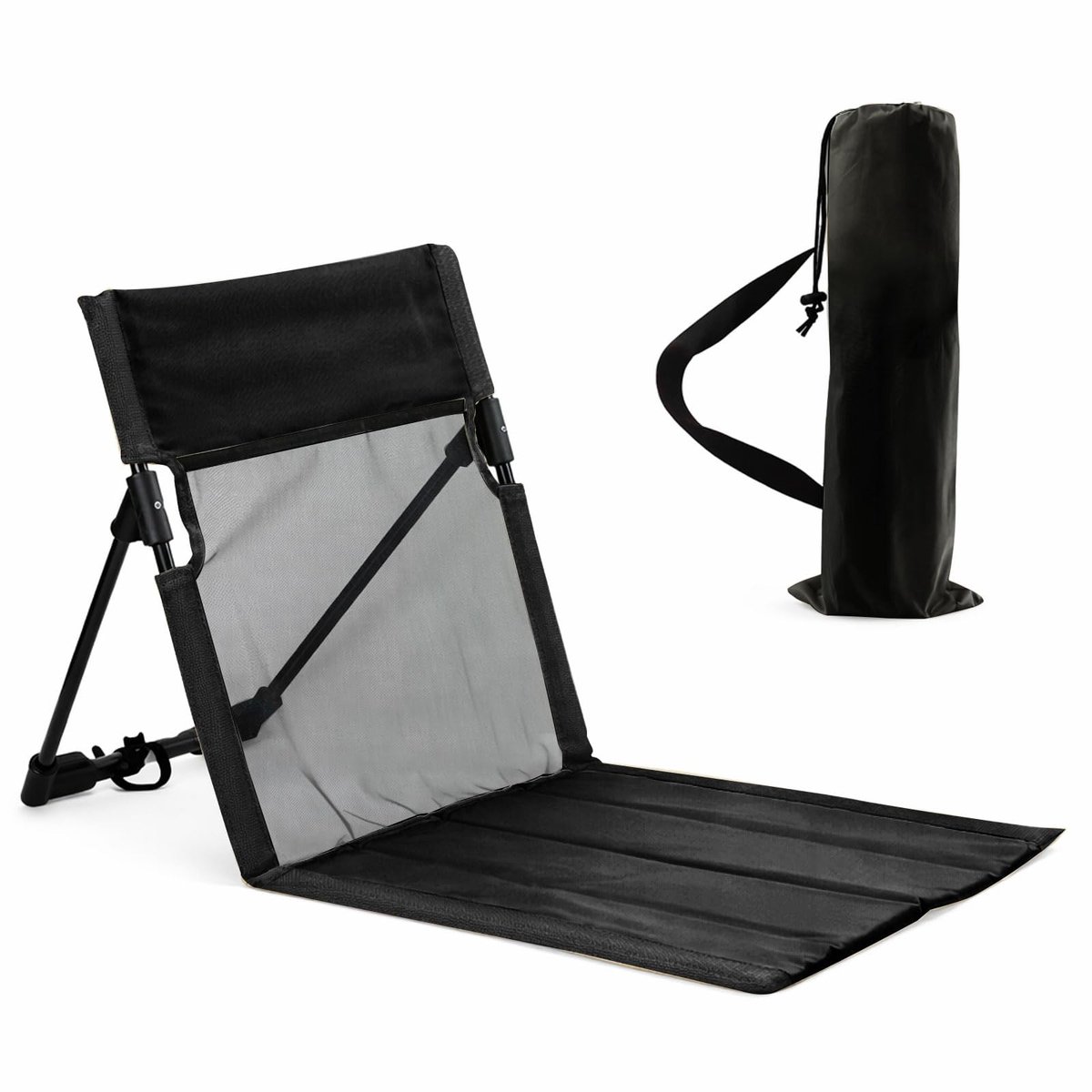 SnelShoppen - Draagbare Strandstoel met Verstelbare Rugleuning - Inklapbare Strandstoel - Lichtgewicht Strandmat met Rugleuning - Perfect voor Camping
