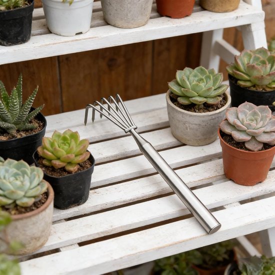 Robuuste Tuinhark - Handhark Teler - Onkruid Wieden - Ergonomische Greep - 37 x 4.5 x 6 cm - Metaal — afbeelding 2