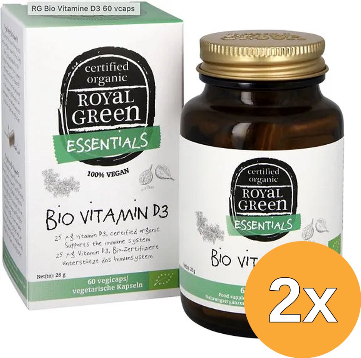 2x Royal Green Bio Vitamine D3 25mcg (60 vega capsules)