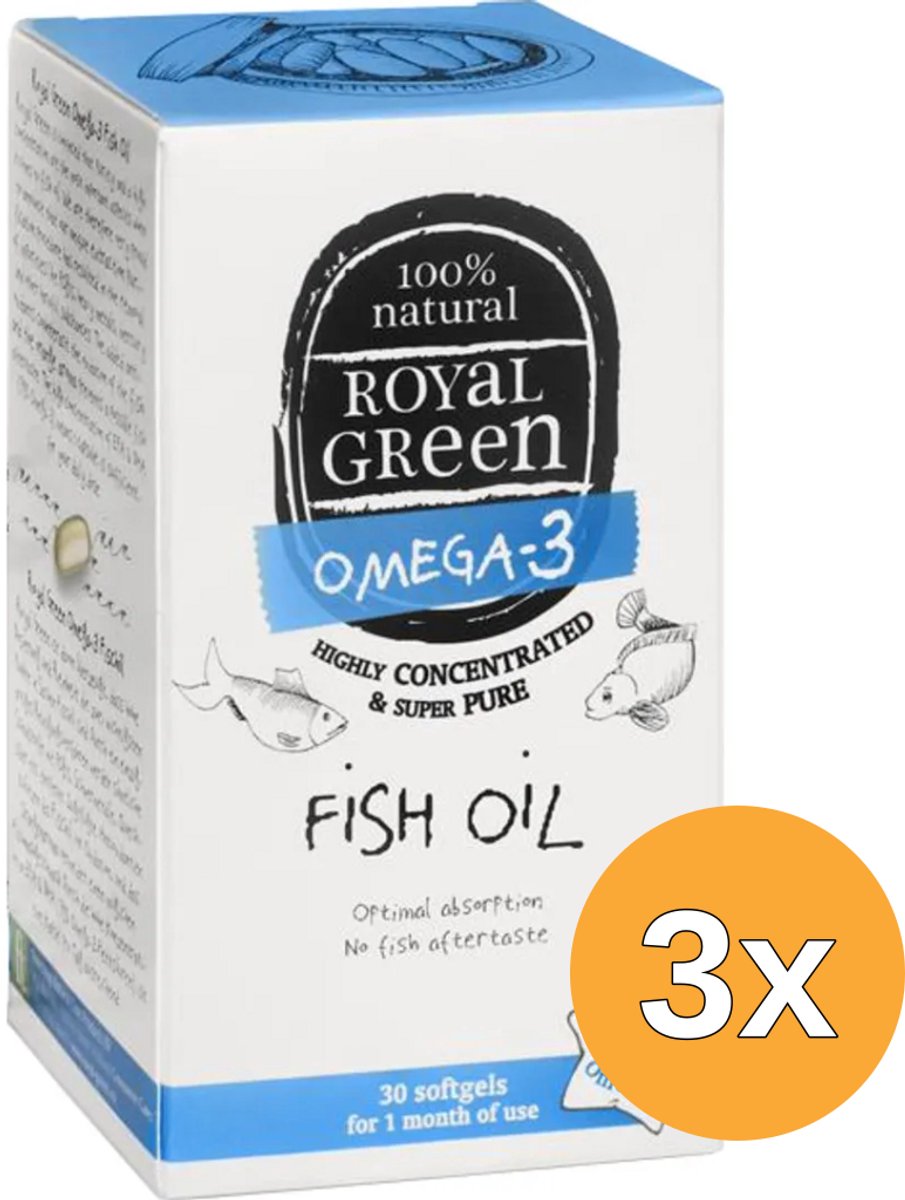 3x Royal Green Omega 3 Visolie (30 Softgels)