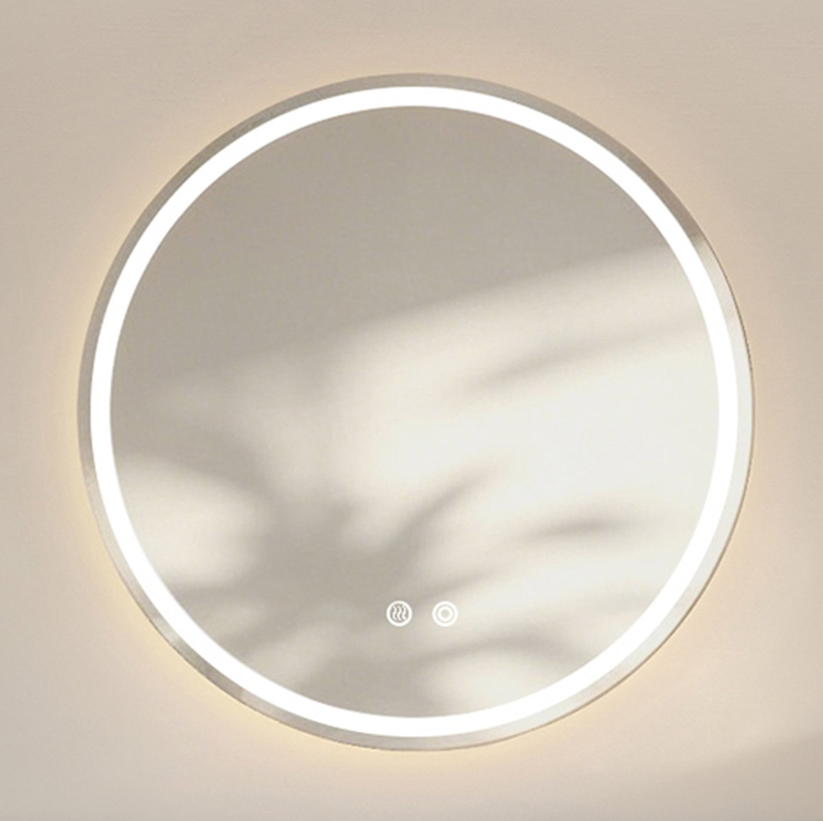 HAUSS SPOLE Badkamerspiegel – Rond 80 x 80 cm – Met Verlichting En Anti Condens – Glas – Zilver – Wandmontage Met Dimbaar Licht