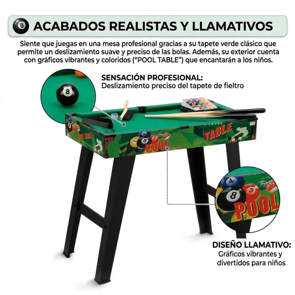 Devessport Billiard Speltafel Groen Kinderen