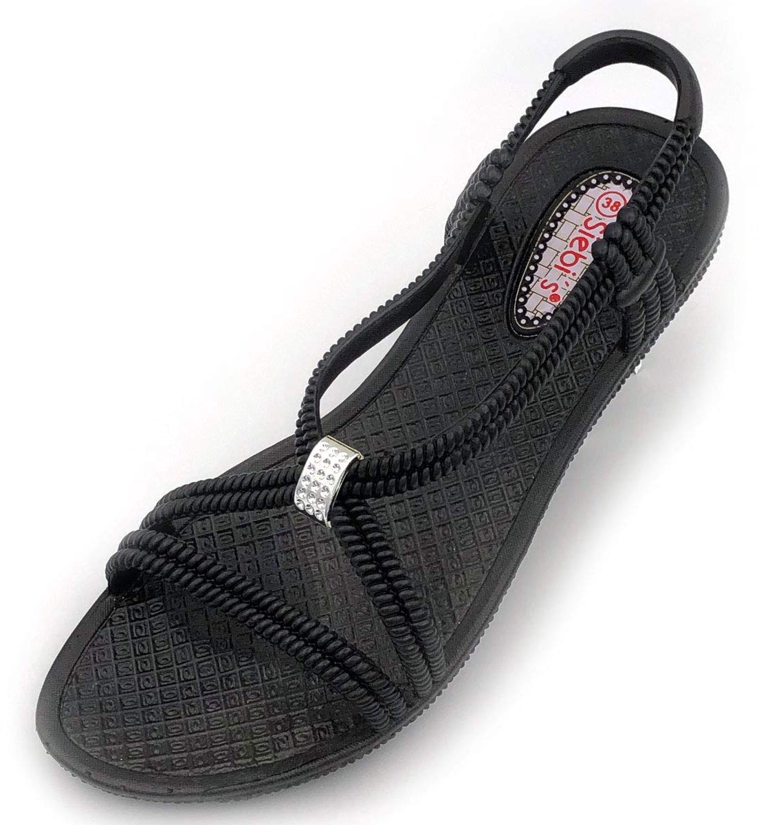 SnelShoppen - Badeschoenen Dames - Tenno - Zwemschoenen Badsandalen Vrouwen - Smal Gesneden - Zwart - Maat 40 EU - Ideaal voor Zwemmen, Strand, Campin