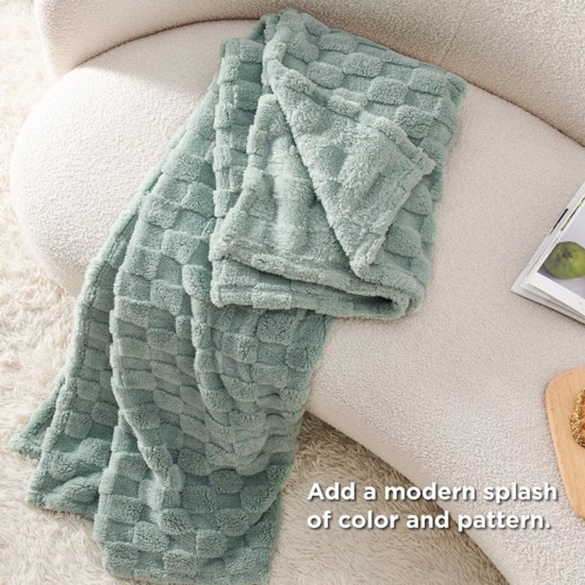 Knuffeldeken Ultra Zacht - Fleece/Wollen Deken - Bankdeken - Schaakbordpatroon - Geruite Deken - 150 x 200 cm