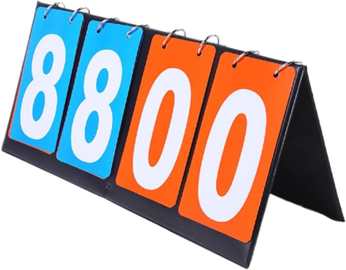 Scorebord Flipper - Scorebewaarder Opvouwbaar - Wedstrijden Bijhouden - Viercijferig Display - 36 cm Lengte - Zwart
