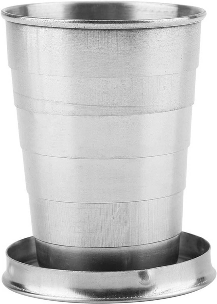 Opvouwbare Roestvrijstalen Beker, Mini-formaat met Sleutelhanger, Ideaal voor Reizen, Kamperen, Wandelen - 60 ml inhoud