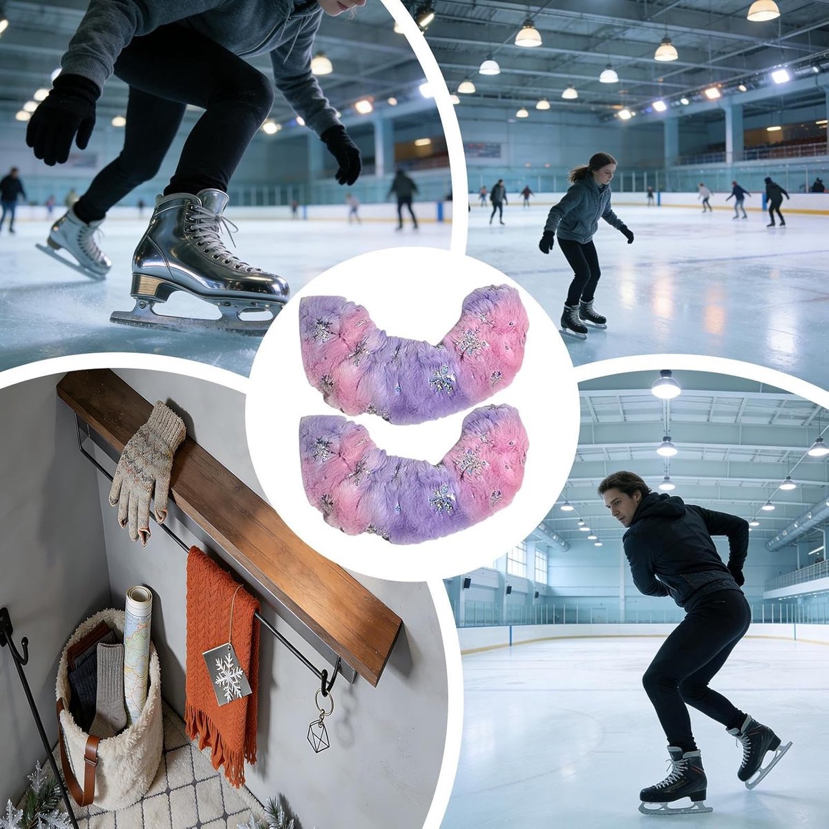 Schaats Beschermers - Skatehoezen Kantenbeschermers - Schaatsen Onderhoud - Voorkomt Roest en Botheid - 25-30 cm - Roze Paars