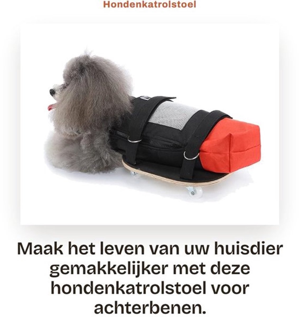 Hondenkatrolstoel voor Achterbenen - Huisdierloopscooter met Stille Wielen - Hondenaanhangertas - Oxford-stof - Geschikt voor 2-3,5 kg - Beschermt Ledematen - Huisdierrolstoel