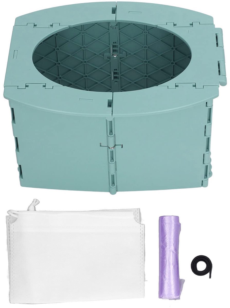 SnelShoppen - Draagbaar Opvouwbaar Potje voor Peuters - Baby Toilettraining voor Kamperen, Reizen en Thuis Gebruik - Groene Kinderpotty - Compact en L