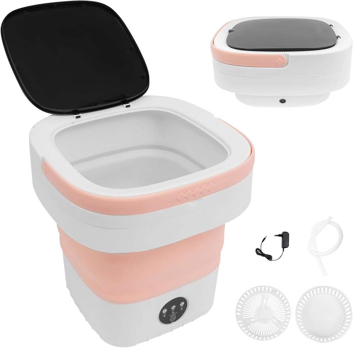 Opvouwbare Mini Wasmachine Reiswasmachine Camping Wasmachine Klein Wasgoed Wassen Geluidsarm Ontwerp 12 Liter Roze