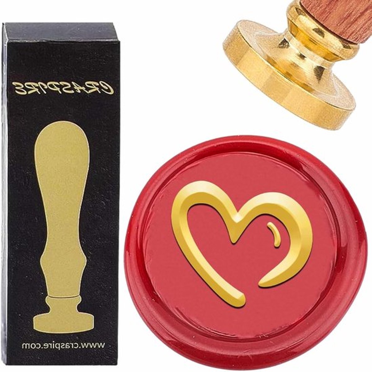 - Hartvormige zegelstempel - 30 mm - Afneembaar - Liefdeshart - Messing kop met houten handvat - Retro - Vintage - Voor bruiloft - Verjaardag - Envelop - Uitnodiging - Geschenkverpakking
