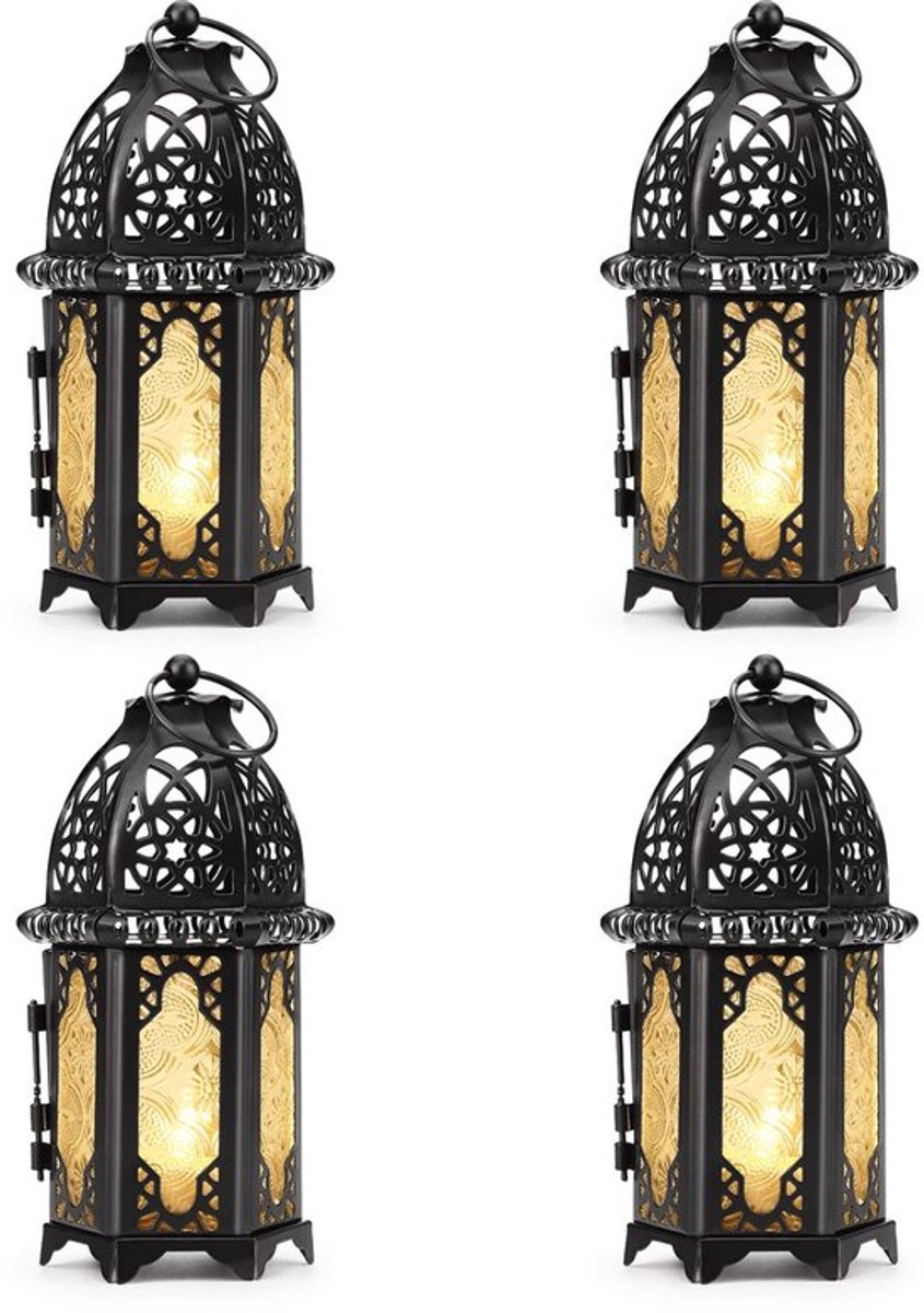 Lantaarn Metalen - Hangende Lantaarn - Kaarsenhouder - Decoratieve Lantaarn - Ventilatie Modus - 7x16cm, Zwart