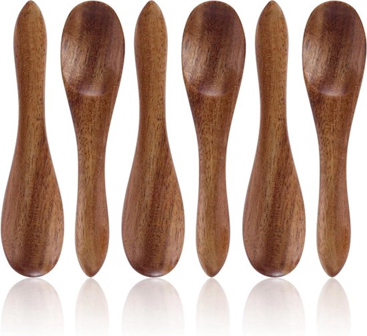 Houten lepels set van 6 stuks, mini serveerlepels voor honing, koffie, thee, kruiden en suiker - keukengerei en servies