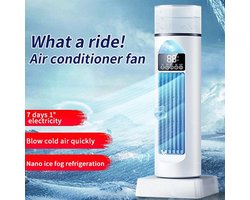 Torenventilator - Ventilator zonder bladen - Stille koeling thuis - 6 snelheden met water - 38 cm hoog - Wit