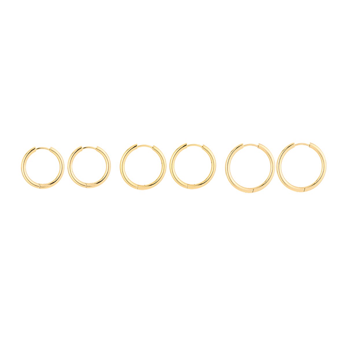 Stainless Steel Graduated Chunky Basic Hoops Set – Luxe XL Oorringen Setje – RVS - Goud