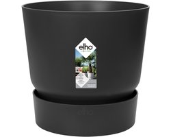 Elho Greenville Rond 55 - Grote Bloempot voor Buiten met Waterreservoir - 100% Gerecycled Plastic - Ø 55 x H 50 cm - Living black