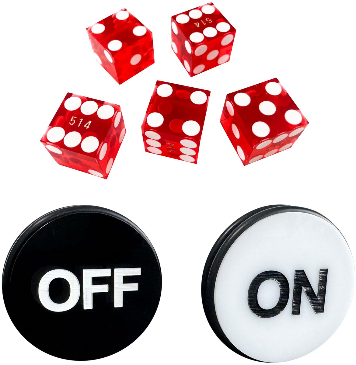 SnelShoppen - Casino Craps dobbelstenen set met 5 rode precisie dobbelstenen van 19 mm en 3-inch Craps dealer puck knop voor feest, casino, spelletjes