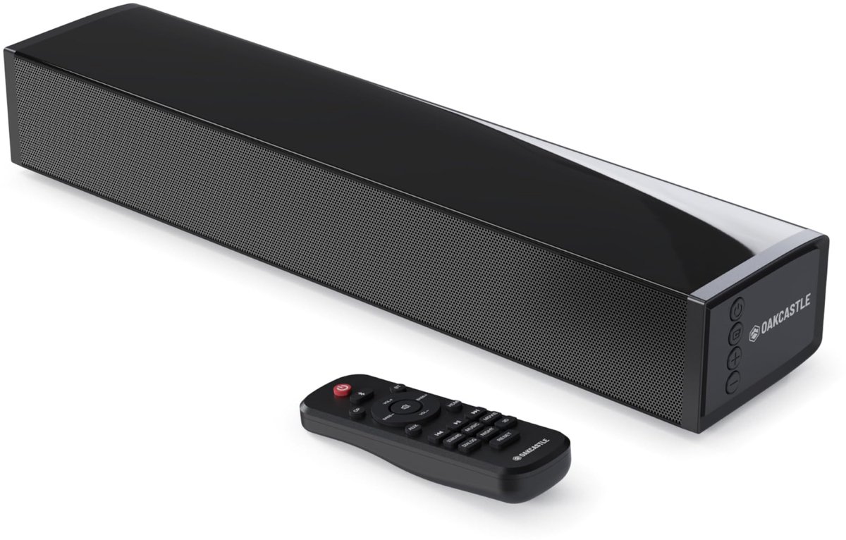 SnelShoppen - OAKCASTLE SB40 Soundbar voor TV | 60W Bluetooth Mini-Soundbar | 2.0 TV-Luidspreker met HDMI ARC en AUX | Inclusief Muurbeugel en Afstand