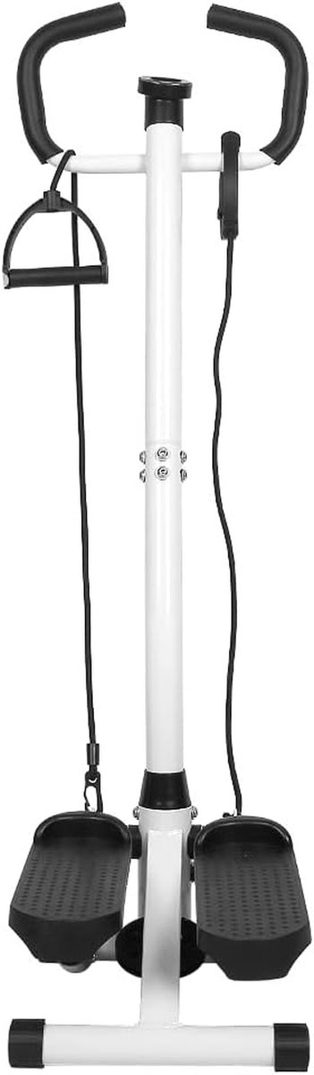 Stepper met stuur - Hometrainer mini - Thuis trainen - Verstelbaar stuur - LCD monitor - Wit