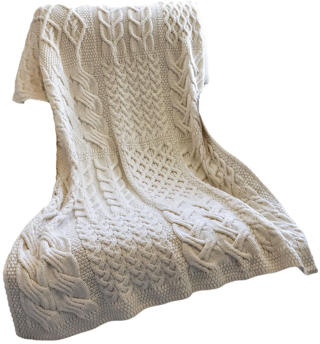 SnelShoppen - Ierse Gebreide Deken Plaid Superzacht Merinowol 42" x 64" | Perfect voor Woonkamer, Slaapkamer, Feest, Camping, Tuin