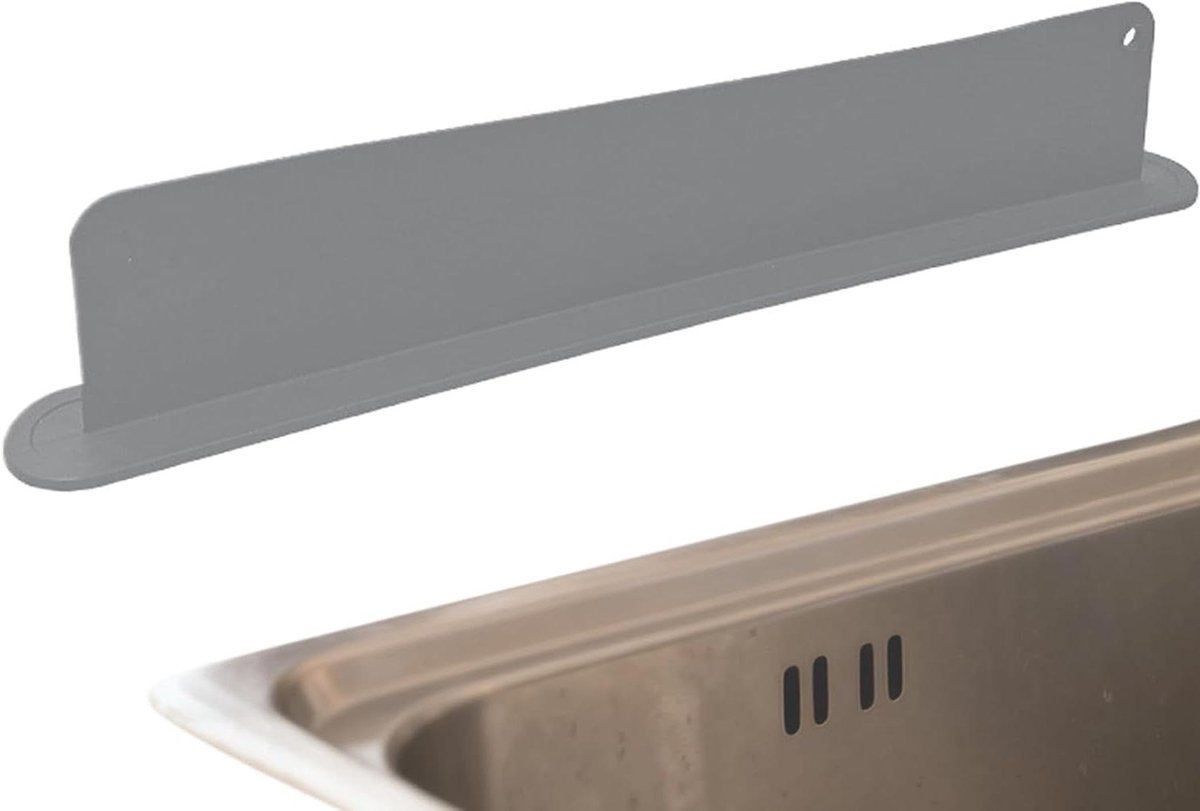 Spoelbak Spatbescherming - Keuken Barrière - Keuken Schoonhouden - Flexibele Siliconen - 50 x 6 x 9.5 cm - Grijs