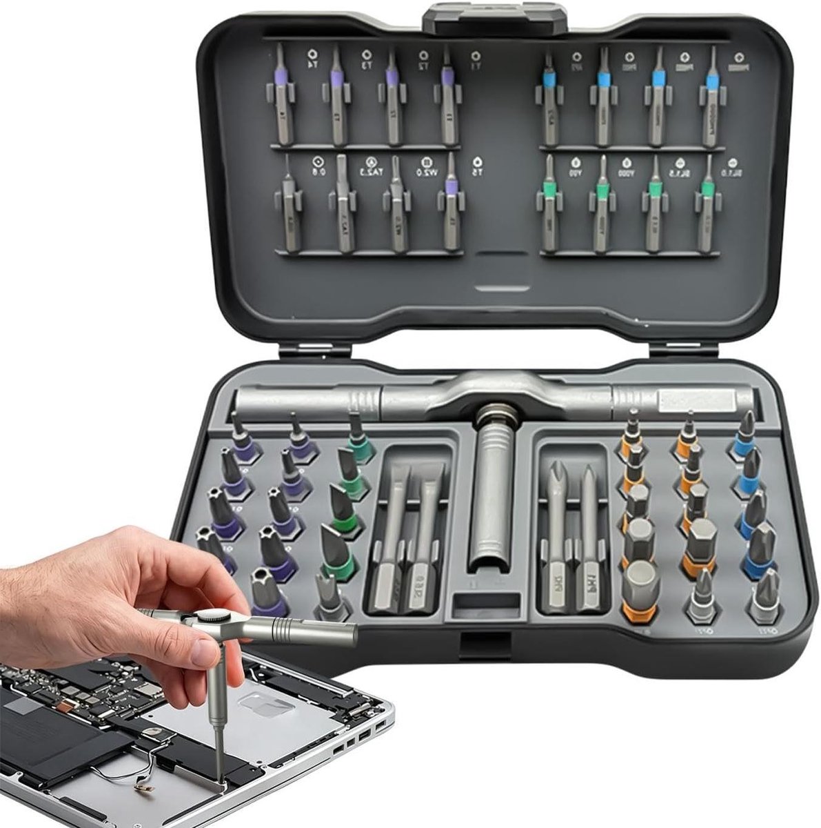 Magnetische Ratelset - Schroevendraaier Kit - Meubels Monteren - Soepel Ratelmechanisme - 50 Delen - Grijs