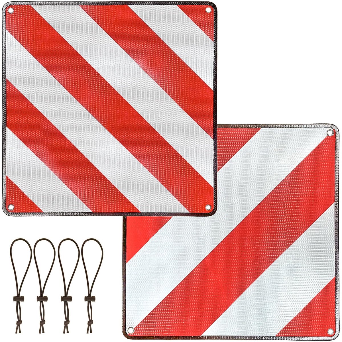 SnelShoppen - Waarschuwingsbord Spanje Italië Portugal 50x50 cm Aluminium Reflecterend Rood-Wit Met 4 Spanners Voor Fietsendrager En Bagagedrager