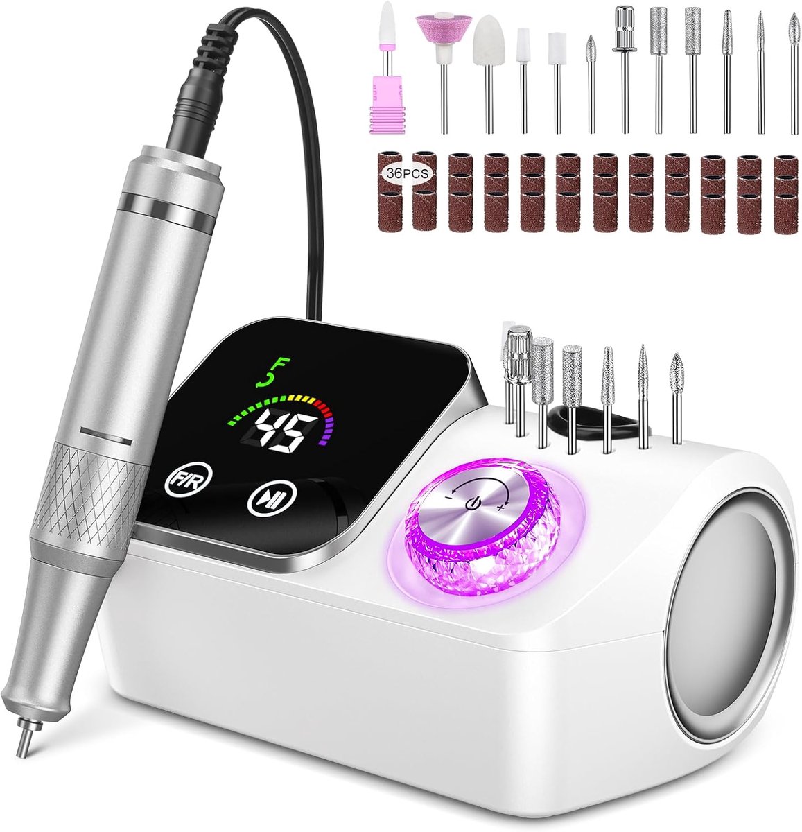 SnelShoppen - Professionele Elektrische Nagelboor - 45000RPM Draagbare Nagelvijl voor Acryl- en Gelnagels - Oplaadbare E-Vijl met Touchscreen - Inclus