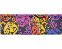 Raamgordijn Volant - Keukengordijn Valance - Keuken Decoreren - Ademende Polyester Stof - 54" x 18" - Happy Rainbow Cheetah Cubs