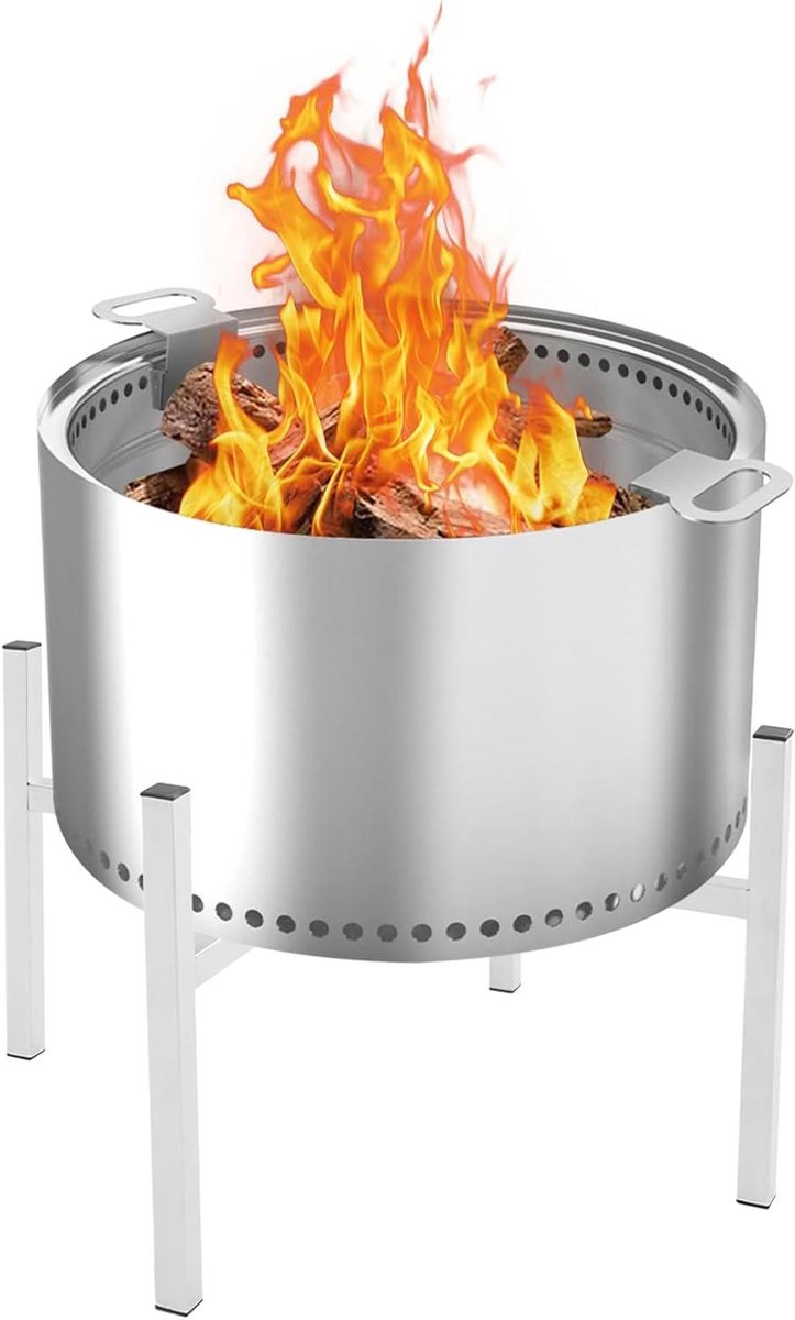 Vuurplaats Standaard - Vuurkorf Onderstel - Outdoor Koken - Verstelbare Hoogte - 48-68 cm - Zilver