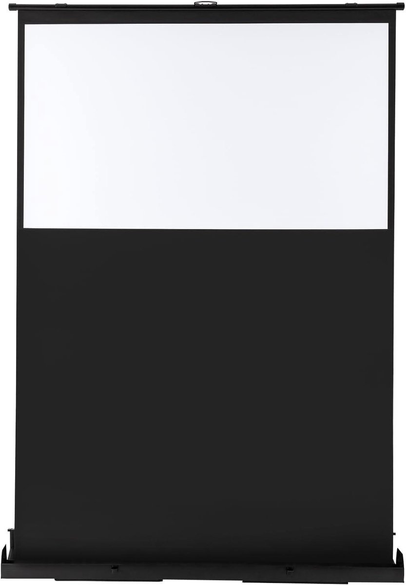 Projectiescherm Vloer - Mobiel Rolgordijn Canvas - Thuisbioscoop Creëren - Zelfvergrendelend Systeem - 152 cm Diagonaal - Zwart