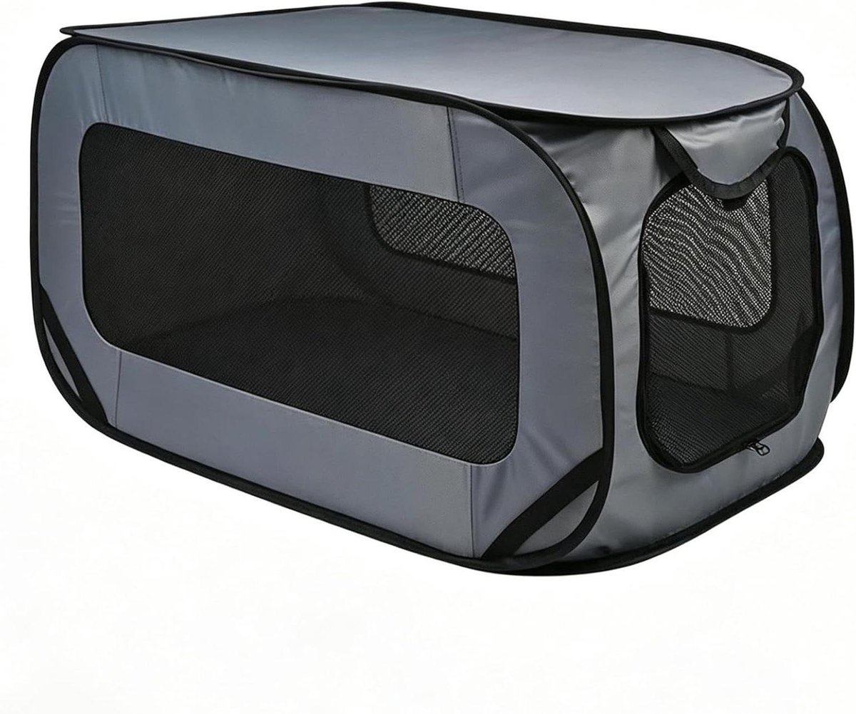 Honden en Kattenkennel - Reisbench Opvouwbaar - Veilig Reizen - Ademend Mesh Design - 90x52x52 cm - Enkel