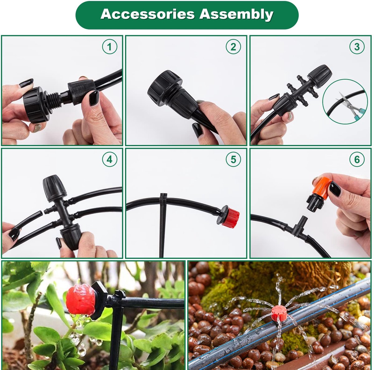 SnelShoppen - Tuinirrigatiesysteem 40m + 10m Automatische Druppelirrigatie Set - 299-delig voor Tuinen, Gazons, Moestuinen en Boerderijen