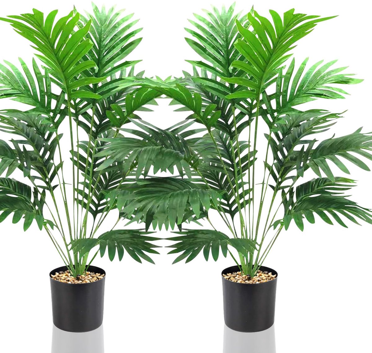 SnelShoppen - Set van 2 Nepplanten 80 cm Kunstplanten Indoor Decoratieve Boom Hoge Plastic Planten voor Kantoor Thuis Buiten Decor met 2 Potten Kunstm