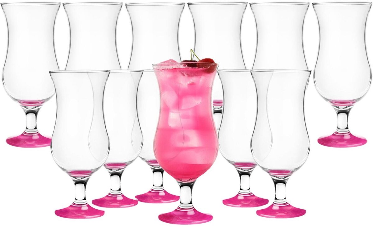 Glasmark Cocktail glazen - 12x - 420 ml - roze - glas - pina colada glazen