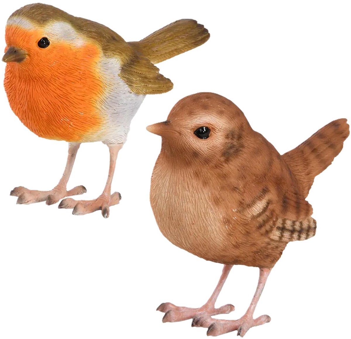 Esschert Design tuinvogel beeldjes set - 2x - ca 10 cm - vogels - polyresin