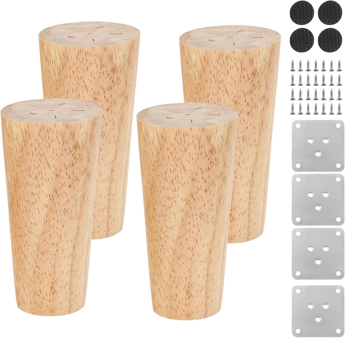 Meubelpoten Hout - Tafelpoten Set - Meubels Verhogen - Inclusief Montagemateriaal - 10 cm - Houtkleur