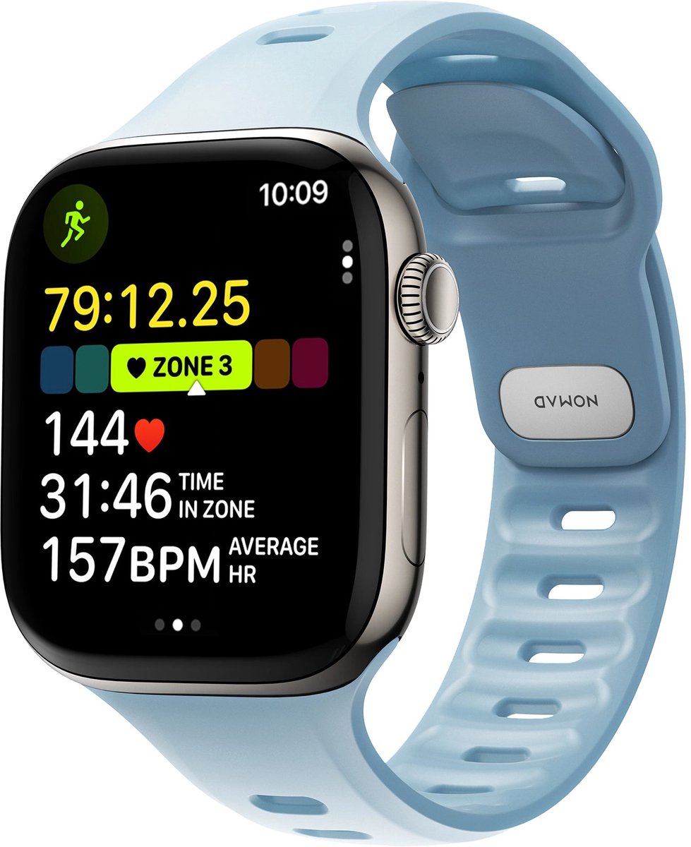 Nomad Tempo Watchband 45-46 mm – Slimme pin-en-tuck sluiting – Duurzaam FKM-rubber – Waterproof voor workouts en dagelijks gebruik - Blauw