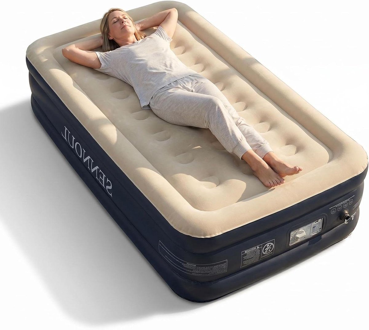 Luchtbed met Pomp - Opblaasbaar Bed - Logeren en Reizen - Snel Opgeblazen - 18 inch Hoog - Grijs