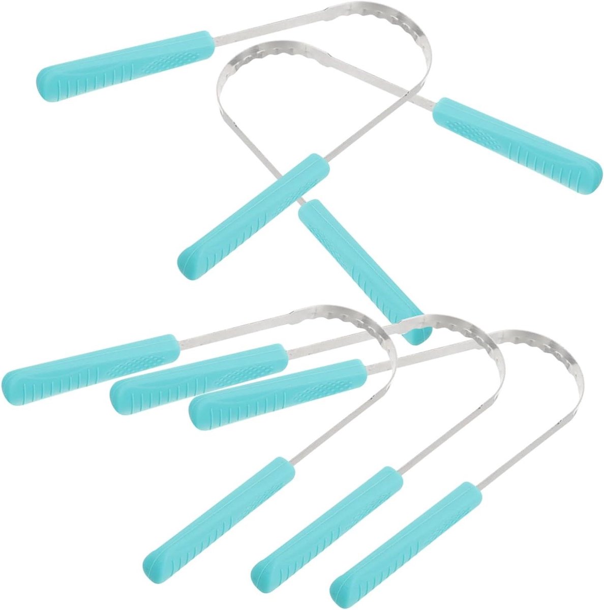 Tongreinigers - Tongborstel Set - Frisse Adem Krijgen - Roestvrij Staal - 5 Stuks - Zilver